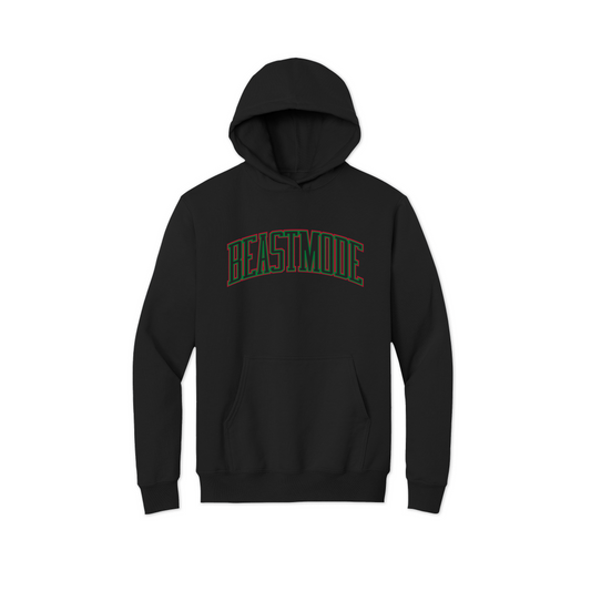 Beastmode Collegiate Hoodie – Boxy Fit (Black/Red/Green)