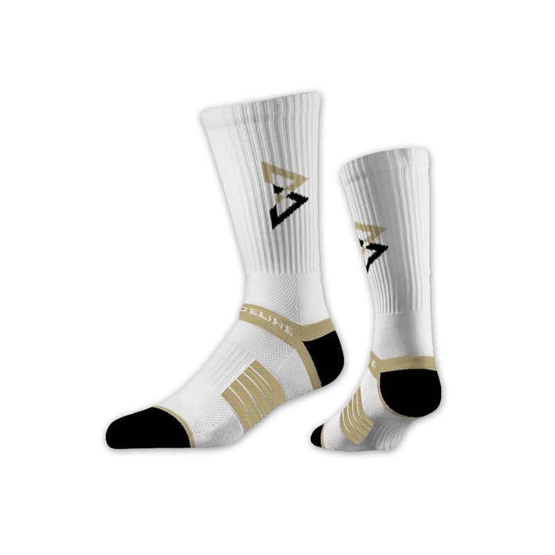 Beastmode x Strideline Premium Knit Crew Sock (White/Gold/Black)