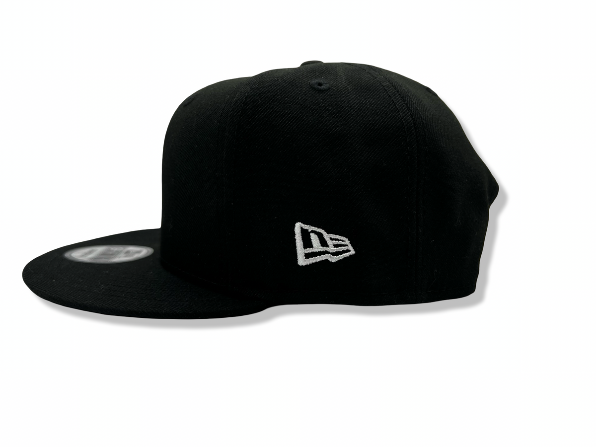 Beastmode B Logo New Era 9FIFTY Snapback Hat (Black/White) Side