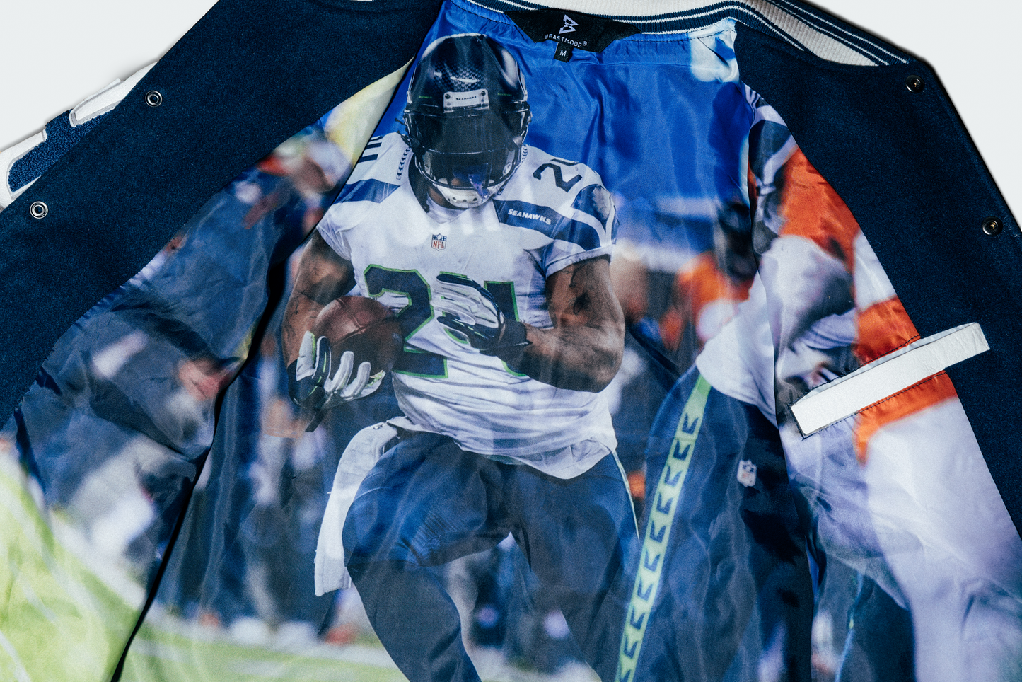 Marshawn Lynch Beastmode Seattle Legacy Varsity Jacket Liner Close-up