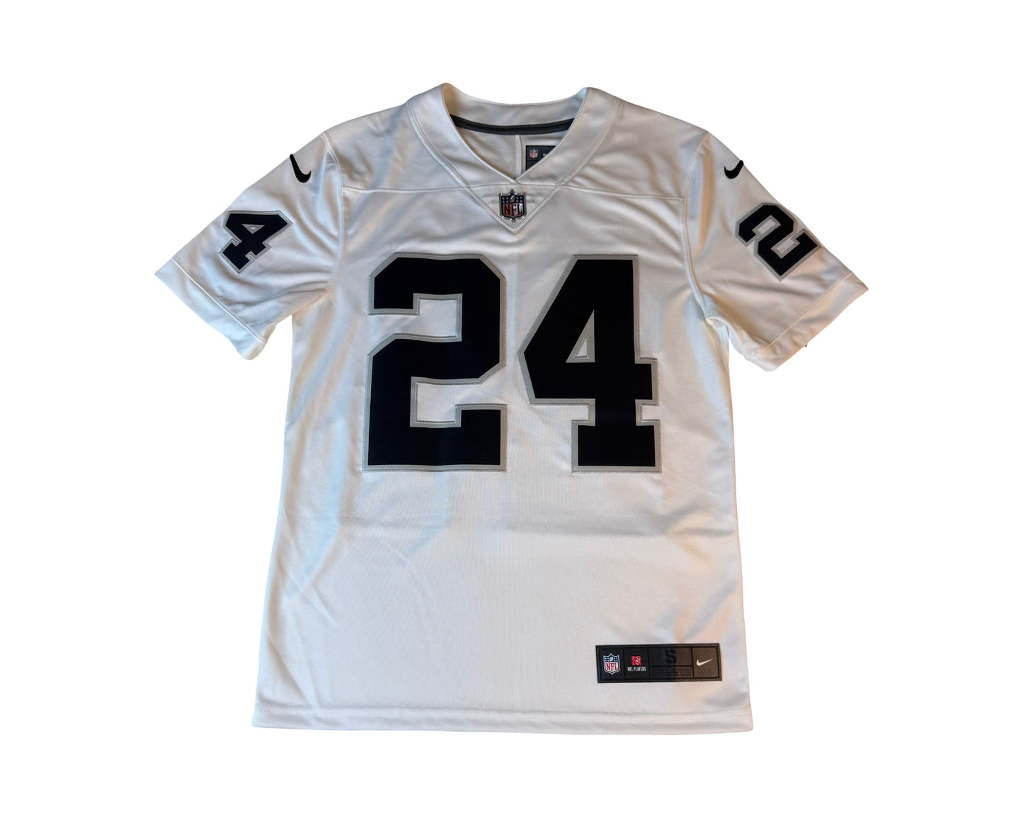 Marshawn Lynch Raiders #24 Autographed Nike White Game Jersey Front