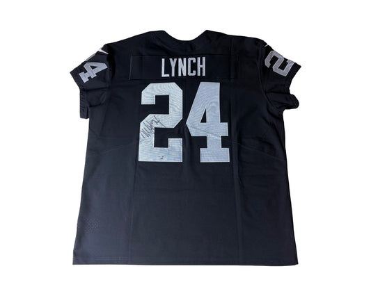 Marshawn Lynch Raiders #24 Autographed Nike Vapor Elite On Field Jersey Back