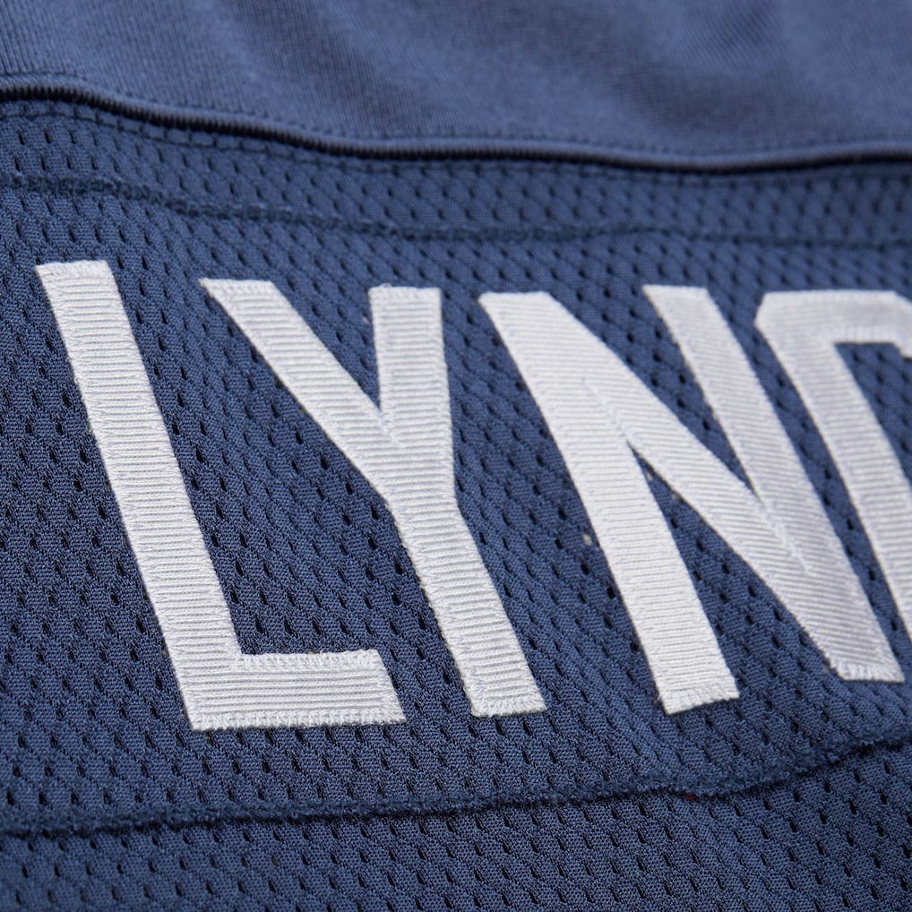 Mitchell & Ness Marshawn Lynch Seattle Seahawks 2010 Blue Authentic Jersey Back Close up