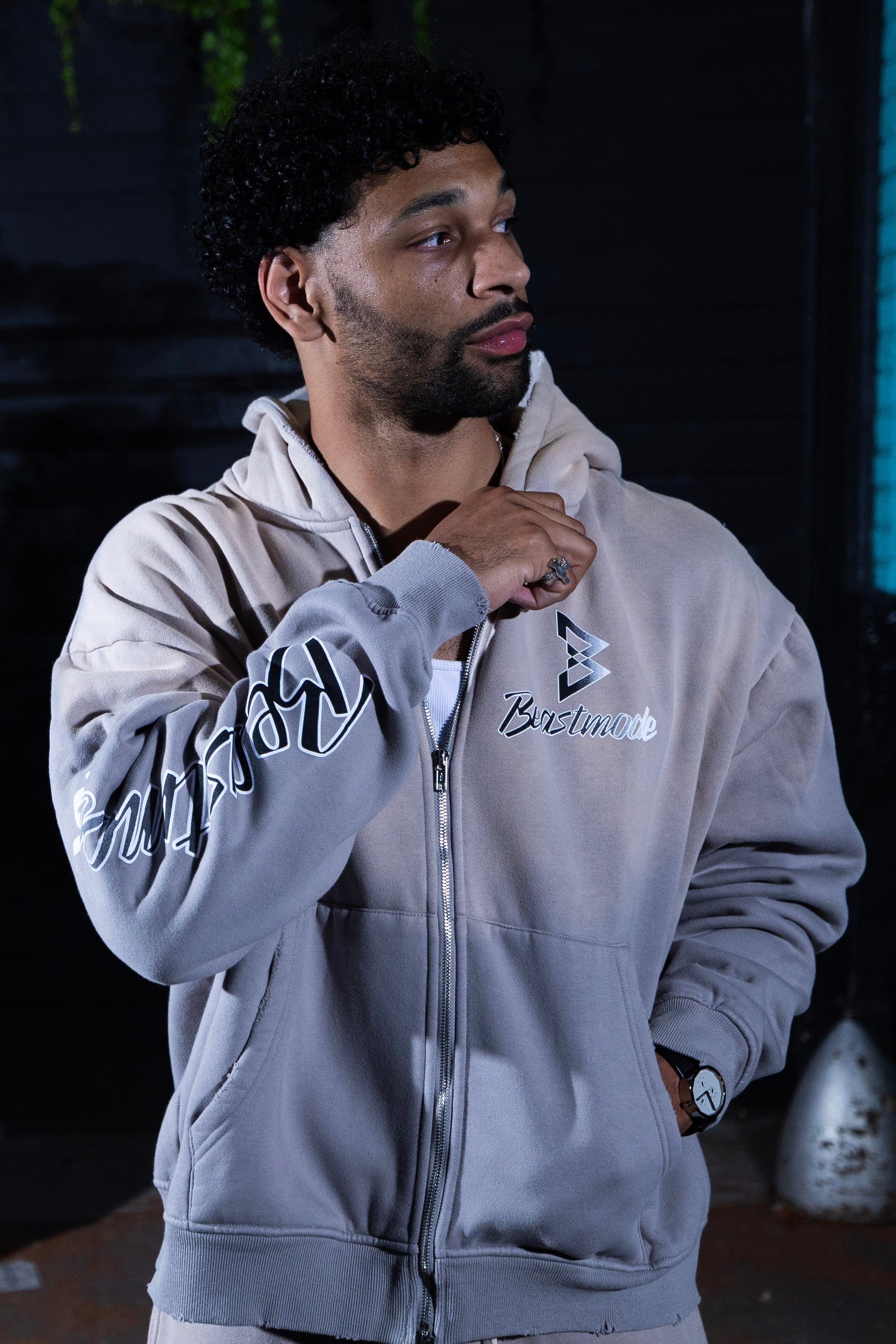 Beastmode Ombre Zip Hoodie (Cement)