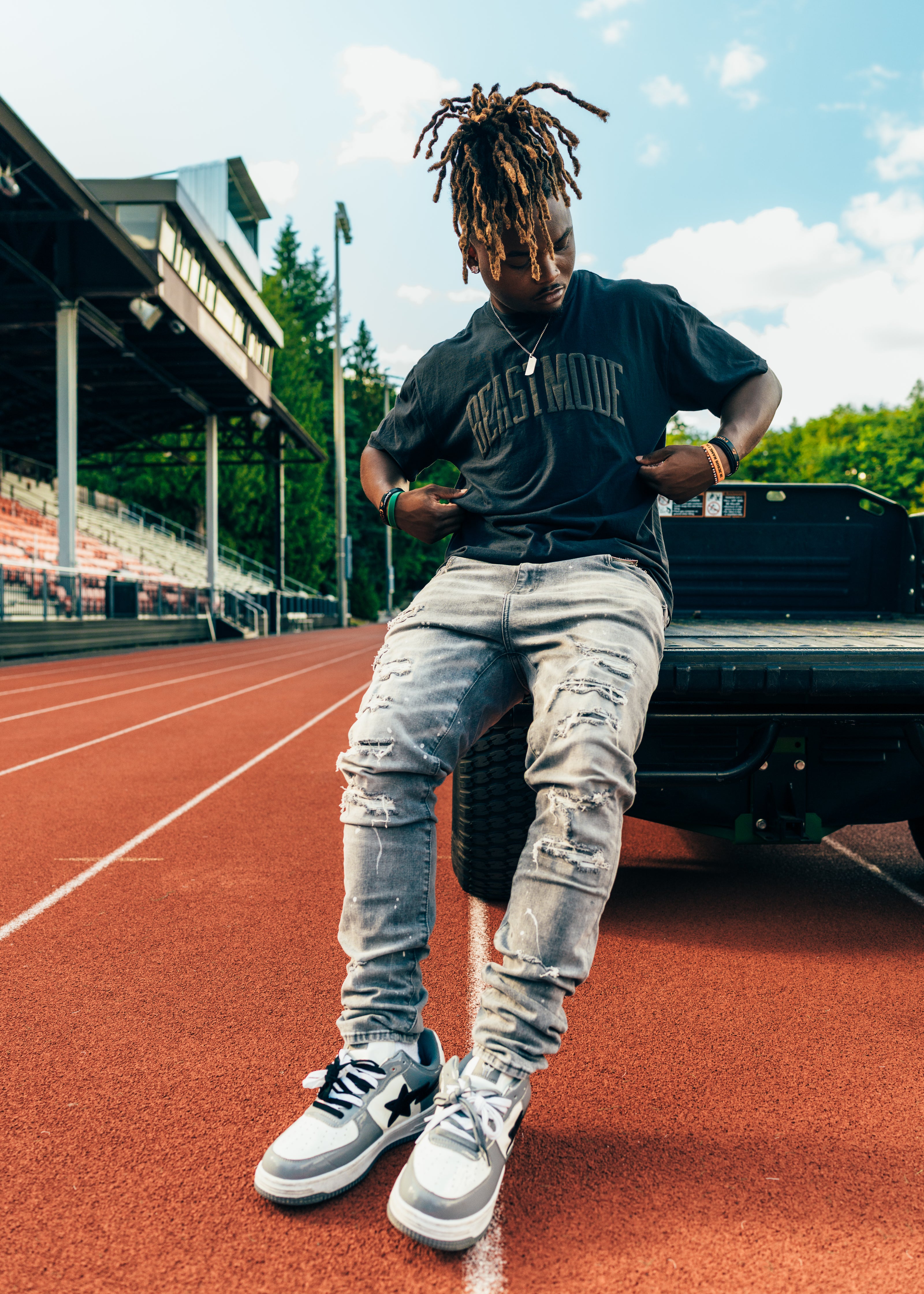 Beastmode Collegiate PUFF Tee (Black/Black)