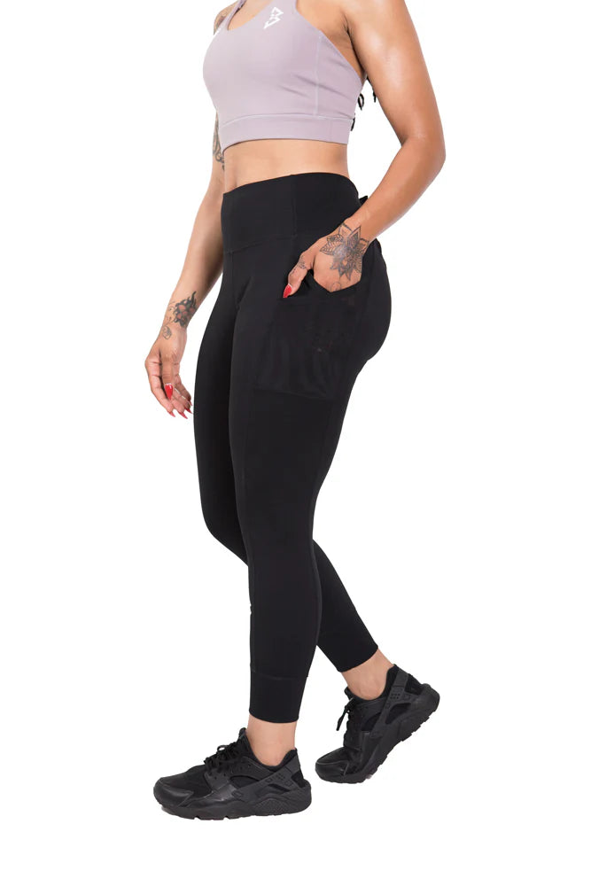 B Logo Ribbed and Cuffed Leggings Side