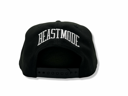 Beastmode B Logo New Era 9FIFTY Snapback Hat (Black/White) Back