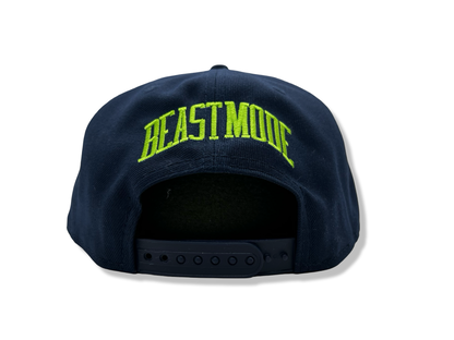 Beastmode B Logo New Era 9FIFTY Snapback Hat (Navy/Green/Grey) Back