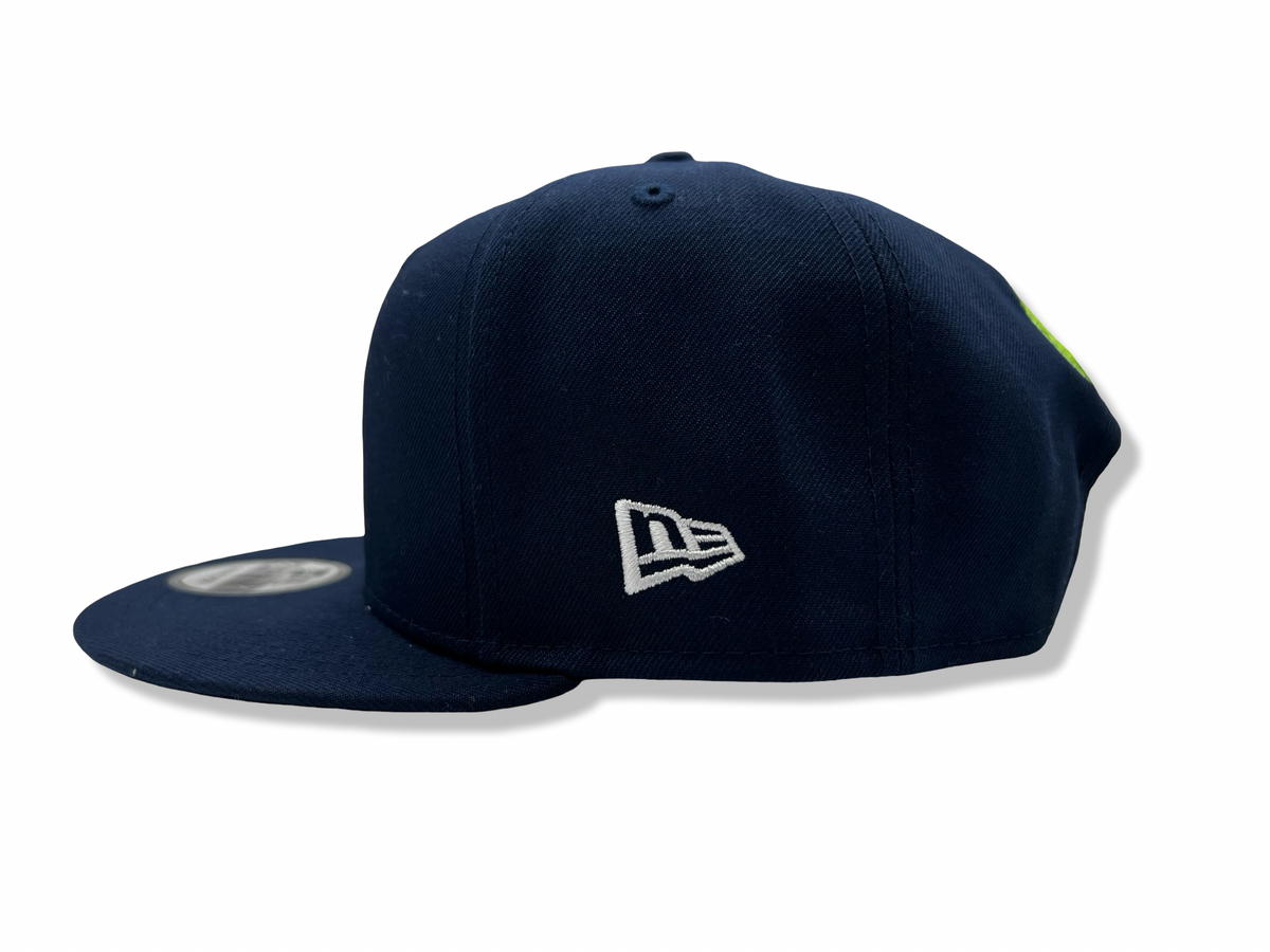 Beastmode B Logo New Era 9FIFTY Snapback Hat (Navy/Green/Grey) Side