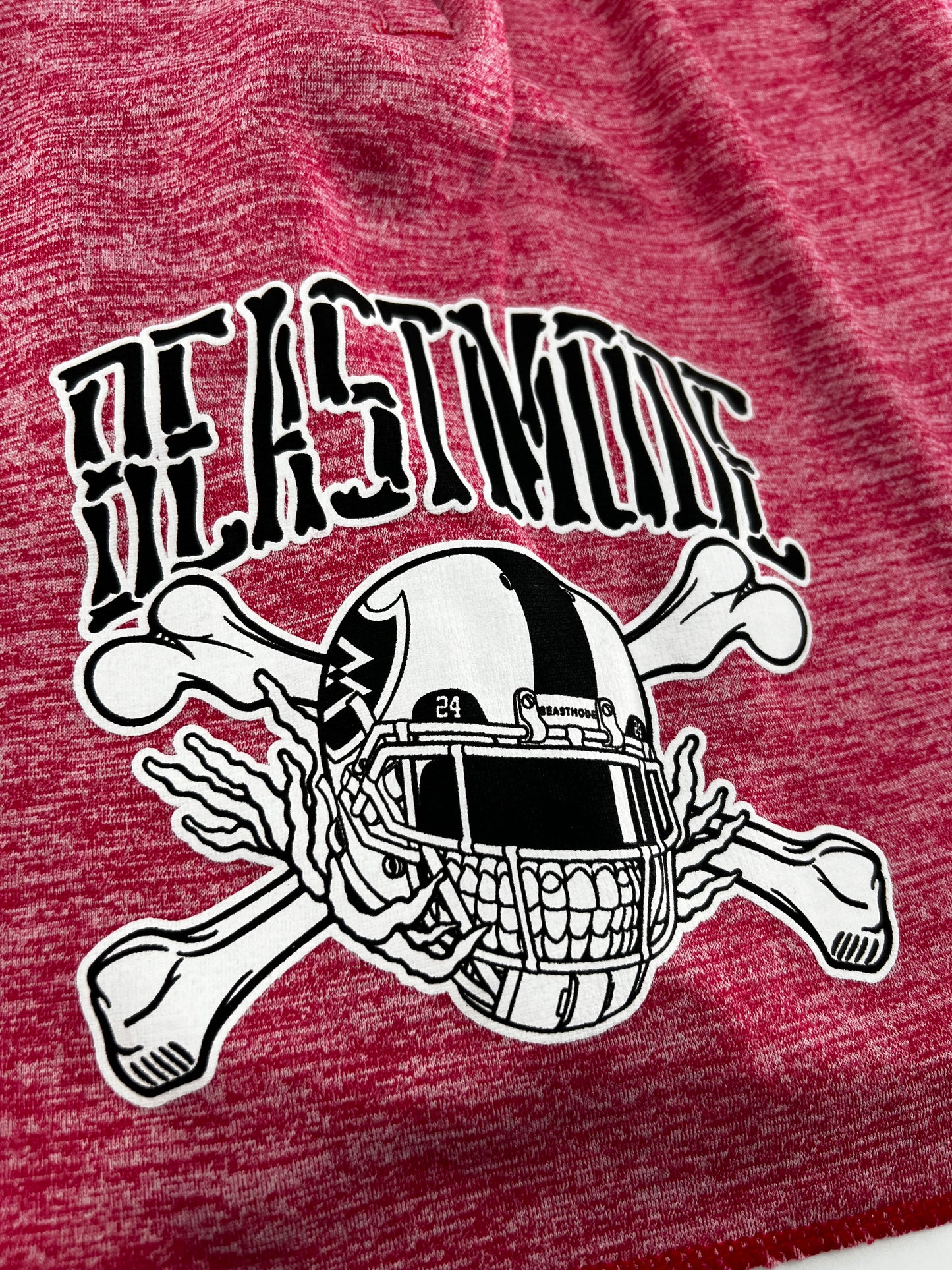 Beastmode Skeleton Sweat Short (Red Heather) Close-up