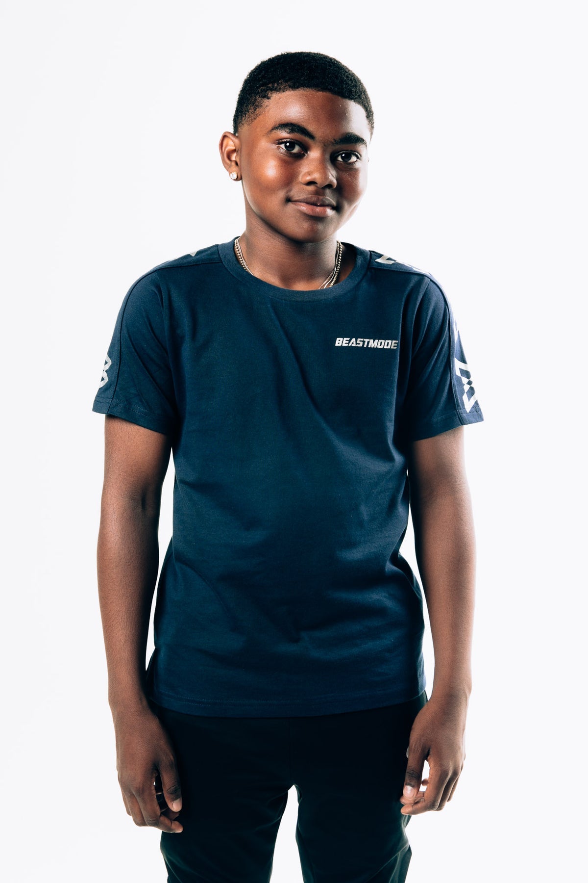 Kids Beastmode Chainlink Tee (Navy) Front