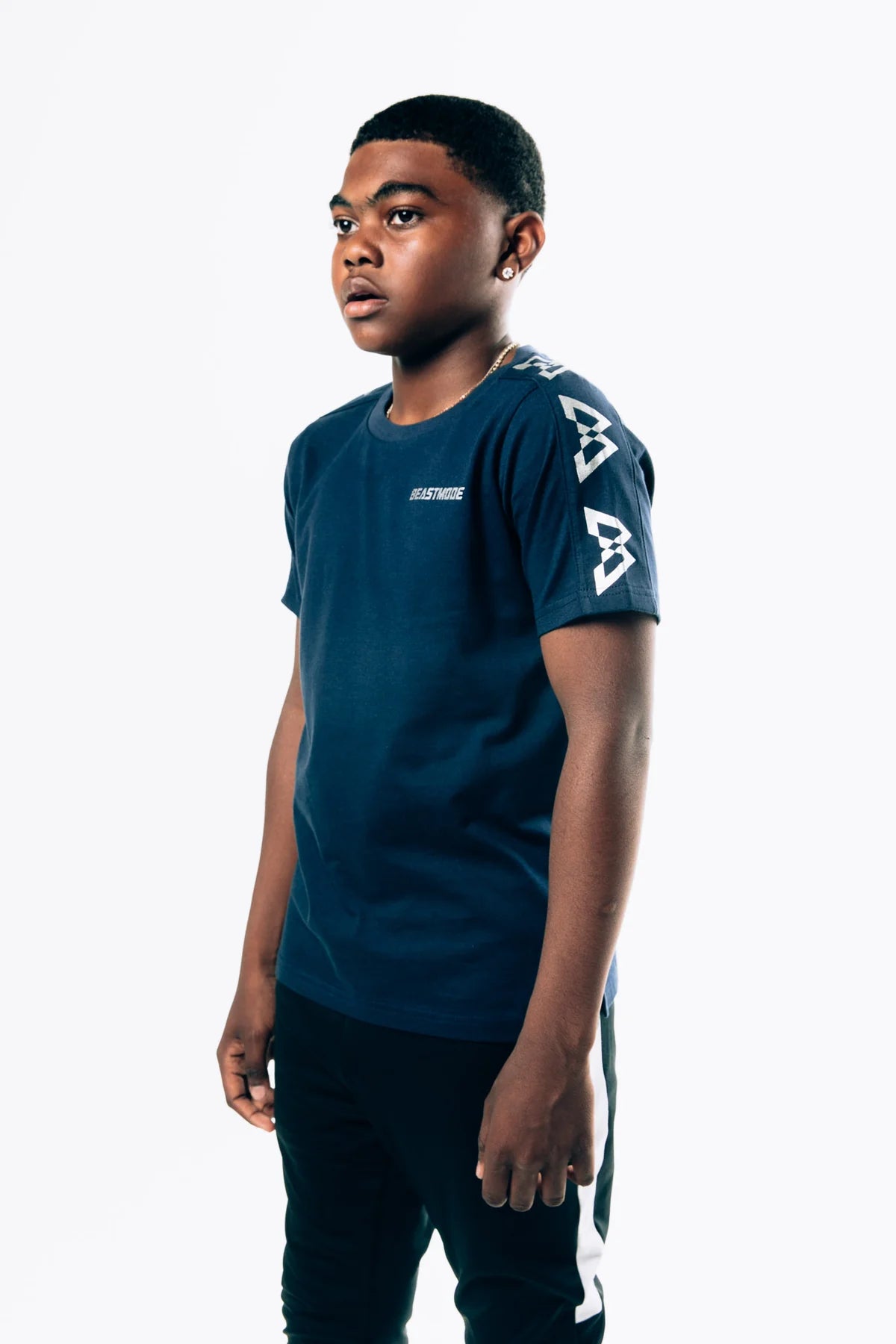 Kids Beastmode Chainlink Tee (Navy) Side