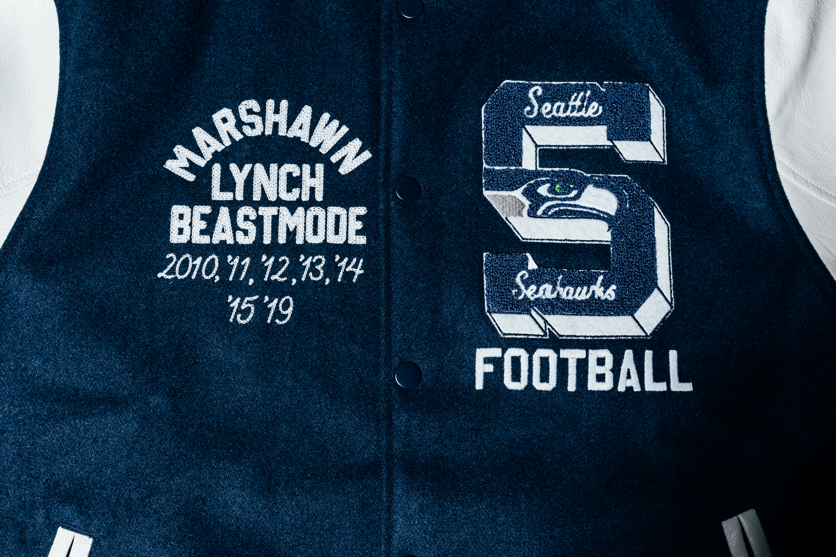 Marshawn Lynch Beastmode Seattle Legacy Varsity Jacket Front Chest
