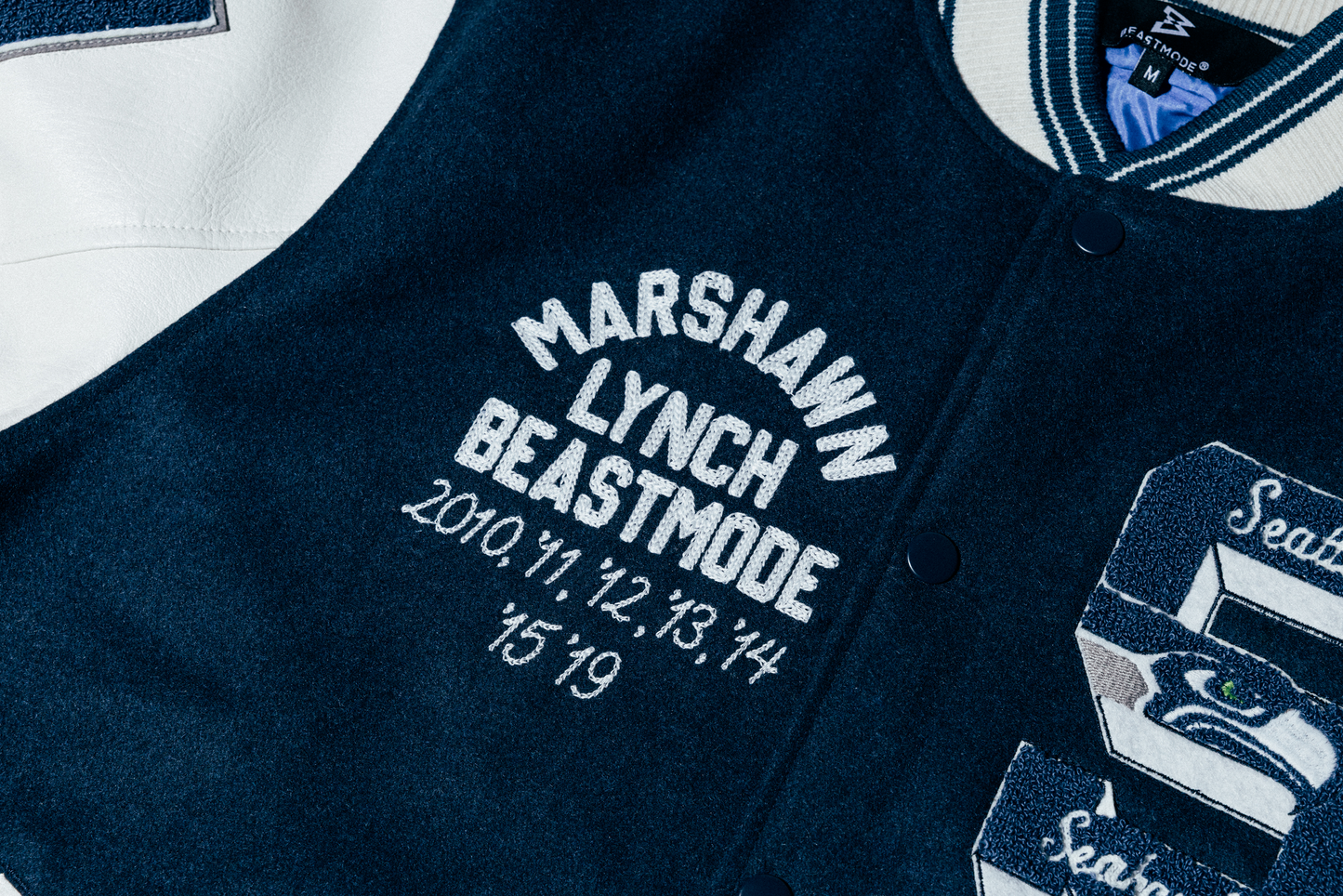 Marshawn Lynch Beastmode Seattle Legacy Varsity Jacket Right Chest