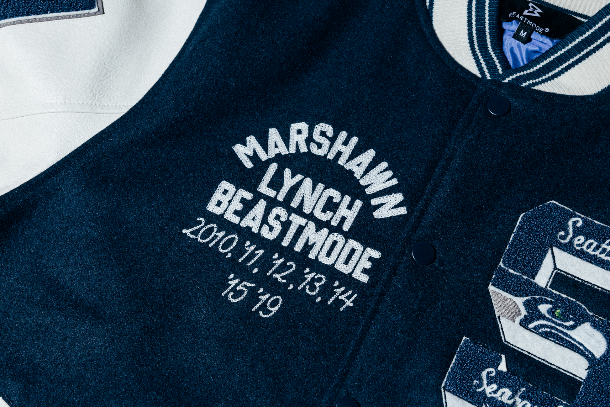 Marshawn Lynch Beastmode Seattle Legacy Varsity Jacket Right Chest
