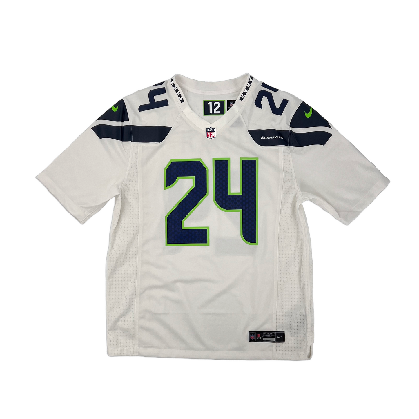 Marshawn Lynch Seattle Seahawks #24 Autographed Nike Custom Game Jersey White, Front