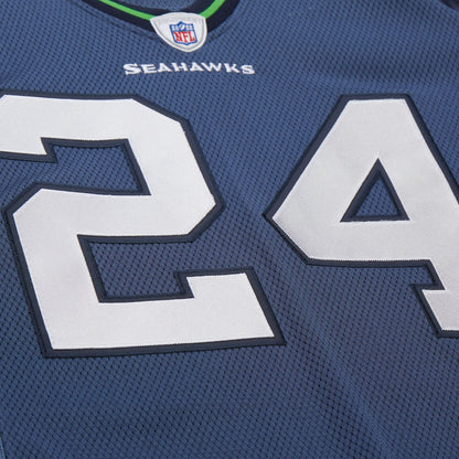 Mitchell & Ness Marshawn Lynch Seattle Seahawks 2010 Blue Authentic Jersey Front Close up